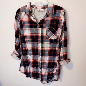Essenza New York Plaid button-down with lace back - 1X